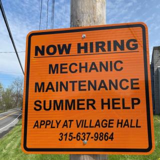 village dpw now hiring mechanic maintenance and summer help